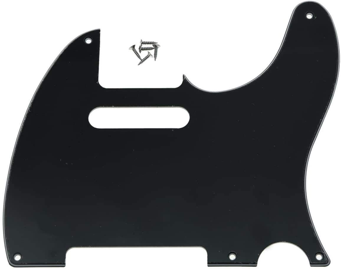 Dopro 5 Hole Vintage Tele Guitar Pickguard Scratch Plate for USA/Mexican FD Telecaster Black 3 Ply