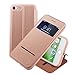Nouske Swipe Case for iPhone 7 iPhone 8 with Stand/Window View/Magnetic Closing/TPU Bumper/Flip Full Cover Rose Gold