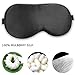 Sleep Mask, WOLVETRAD Blindfold, Gift Carry Pouch Included Natural Silk Super Smooth Eye Mask for sleep with Adjustable Strap (Large, Black)