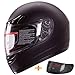 Matte Black Full Face Motorcycle Helmet DOT +2 Visor (Large)