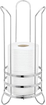 Mdesign Toilettenpapierhalter Stehend Moderner Papierrollenhalter Furs Badezimmer Und Das Gaste Wc Klopapierhalter Mit Raum Fur Bis Zu 3 Reserverollen Silberfarben Amazon De
