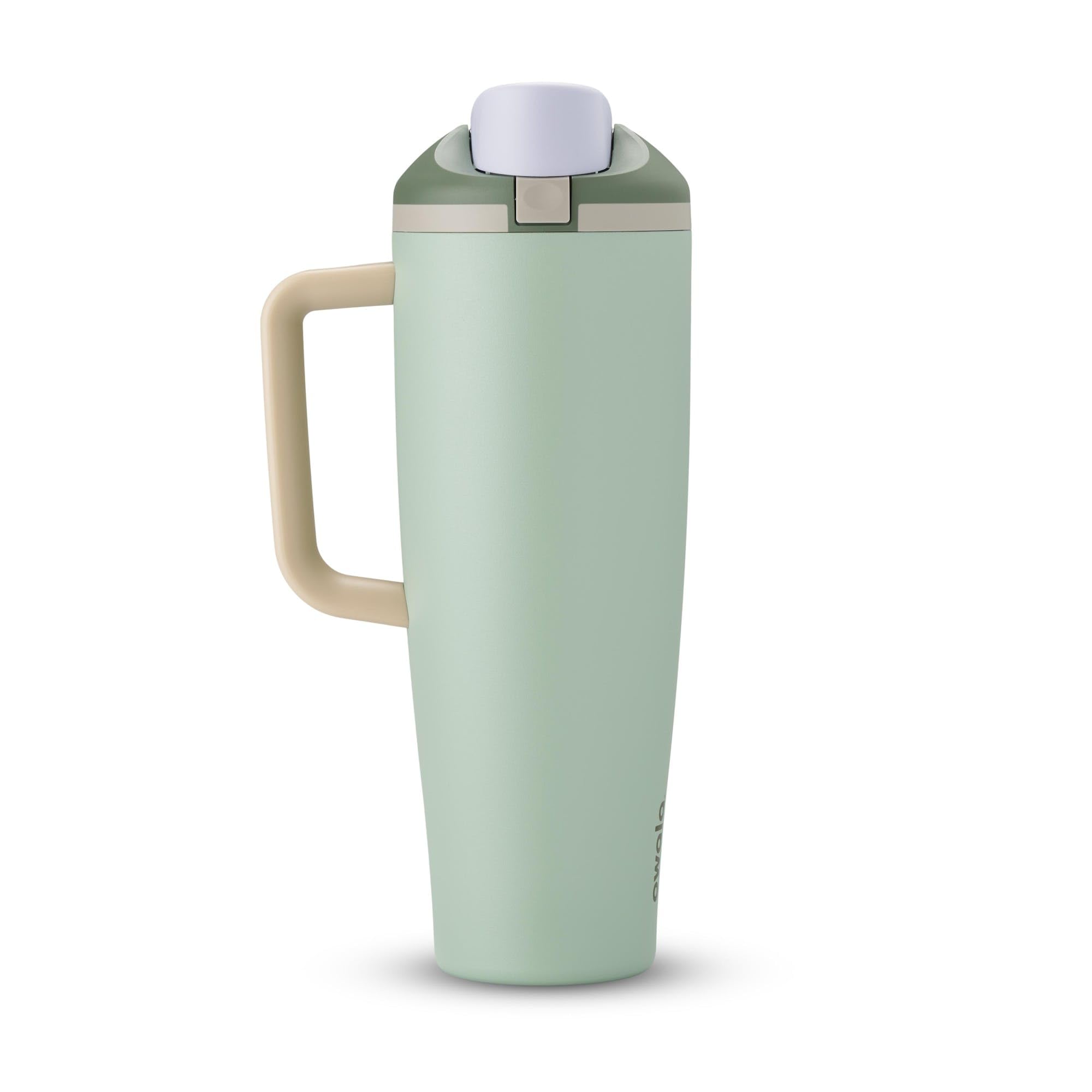 Photo 1 of Owala FreeSip Tumbler Insulated Stainless Steel Water Bottle with Built-in Straw and Side Handle, For Travel, Work, School, and Sports, 40oz, BPA Free, Leak Proof, Green (Eucalyptus)
