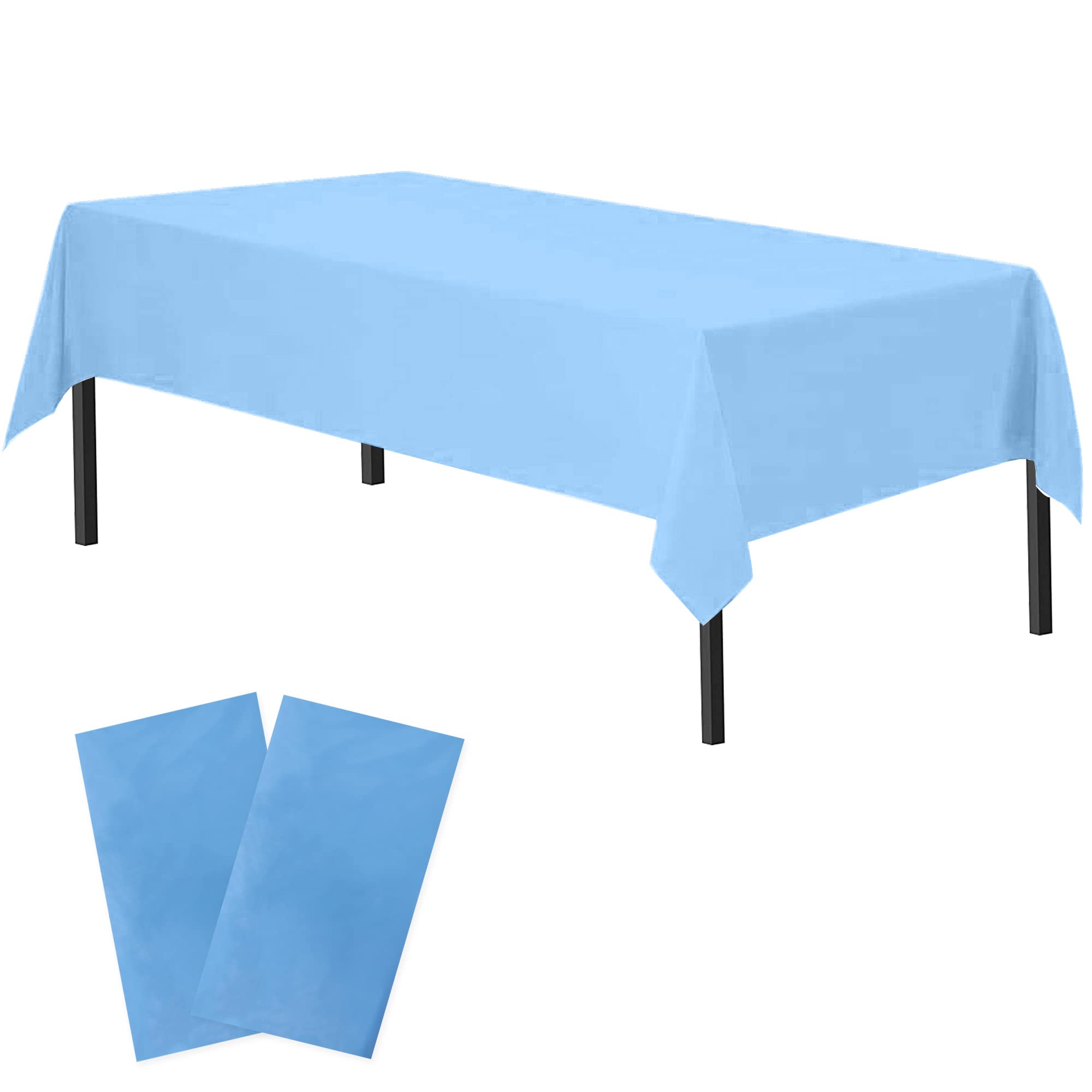 Time to Sparkle 2 Pack Plastic Tablecloths 54" x 108" Plastic Dining Table Cloth Premium Rectangle Table Cover for Parties Wedding Banquet etc Indoor Or Outdoor(Blue)