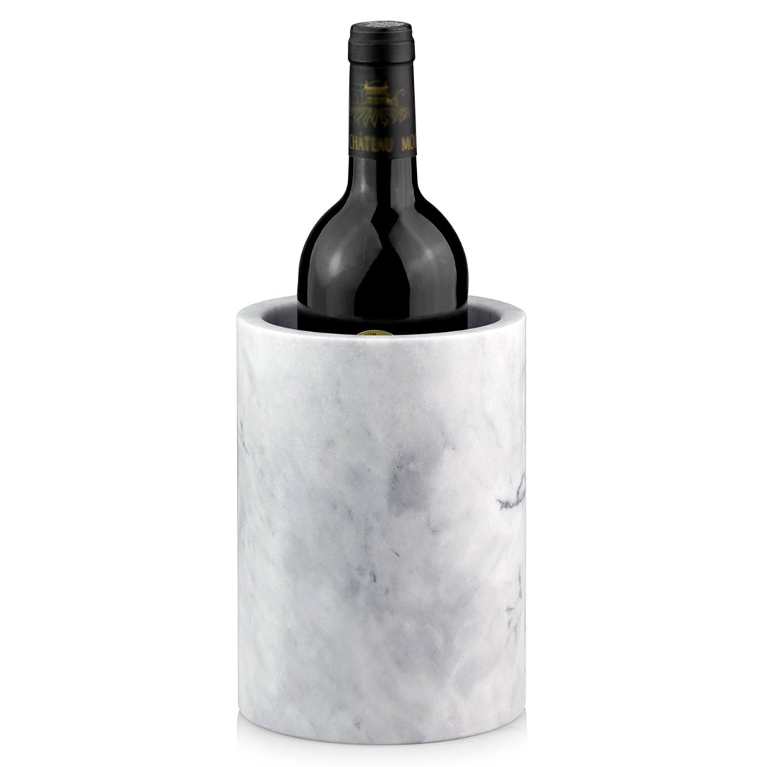 Linkidea Elegant Wine Cooler, Champagne Chiller, Ice Wine Cooler, Flower Vase, Storage Holder, Kitchen Utensil Holder Natural Marble Multi-Functional Tool Crock (White)