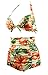 Cocoship Retro Peach Hibiscus & Beige Floral Halter High Waisted Bikini Bathing Suit Swimsuit XXL(FBA)