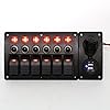 Amarine-made-6-Gang-Red-LED-Indicators-Rocker-Circuit-Breaker-Waterproof-Marine-Boat-Rv-Switch-Panel-Combined-with-Dual-USB-12v-Power-Adapter-Panel-PN-CB6-R-CB1S1S2