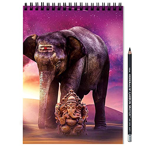 DASM United Printed Notebook n Keyring Combo | Ganesha with Elephant | Unrulled Diary | A4 Notepad | Writing Journal | Personal Diary | Drawing Pad