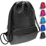 ButterFox Waterproof Fabric Drawstring Swim PE Gym Sports Pool Bag Cinch Sack Sackpack Backpack for Kids, Girls, Boys, Men and Women - Black