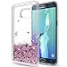 LeYi for Galaxy S6 Edge Case with 3D Pet HD Screen Protector [2 Pack] for Girls Women,Glitter Bling Sparkle Moving Quicksand Liquid Clear TPU Protective Phone Case for Galaxy S6 Edge Rose Gold