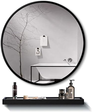 Runder Spiegel Aus Geschmiedetem Eisen Fur Badezimmer Mit Ablage Hd Waschbecken Schwarz Verschiedene Grossen 70cm Amazon De Kuche Haushalt