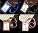 UHOO Badge Holder, Leather Vertical ID Card Holder with Neck Lanyard Multi Card Holder(Pink)