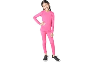 EVERYDAY KIDS Girls Thermal Top and Bottom Underwear Set; Kids Long Johns; Base Layer Set for Cold Weather; Moisture Wicking Microfleece