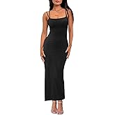 Allegra K Spaghetti Strap Bodycon Dresses for Women Sleeveless Casual Slit Maxi Dress 2025