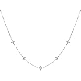 Gold Necklace for Women Non Tarnish, 14K Gold Plated Dainty CZ Clover Marquise Flower Charm Diamond Choker Necklace for Women Trendy Wedding Jewelry