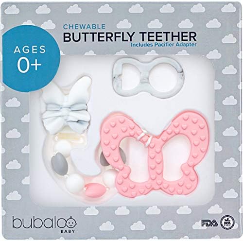 BABY GIRL GIFTS - TEETHING TOYS BPA FREE - Silicone Butterfly Pacifier Clip On Teether With Chewable Beads, Unique Baby Shower Registry Gift for Newborn Infant Girls