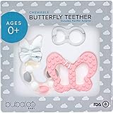 BABY GIRL GIFTS - TEETHING TOYS BPA FREE - Silicone Butterfly Pacifier Clip On Teether With Chewable Beads, Unique Baby Shower Registry Gift for Newborn Infant Girls   