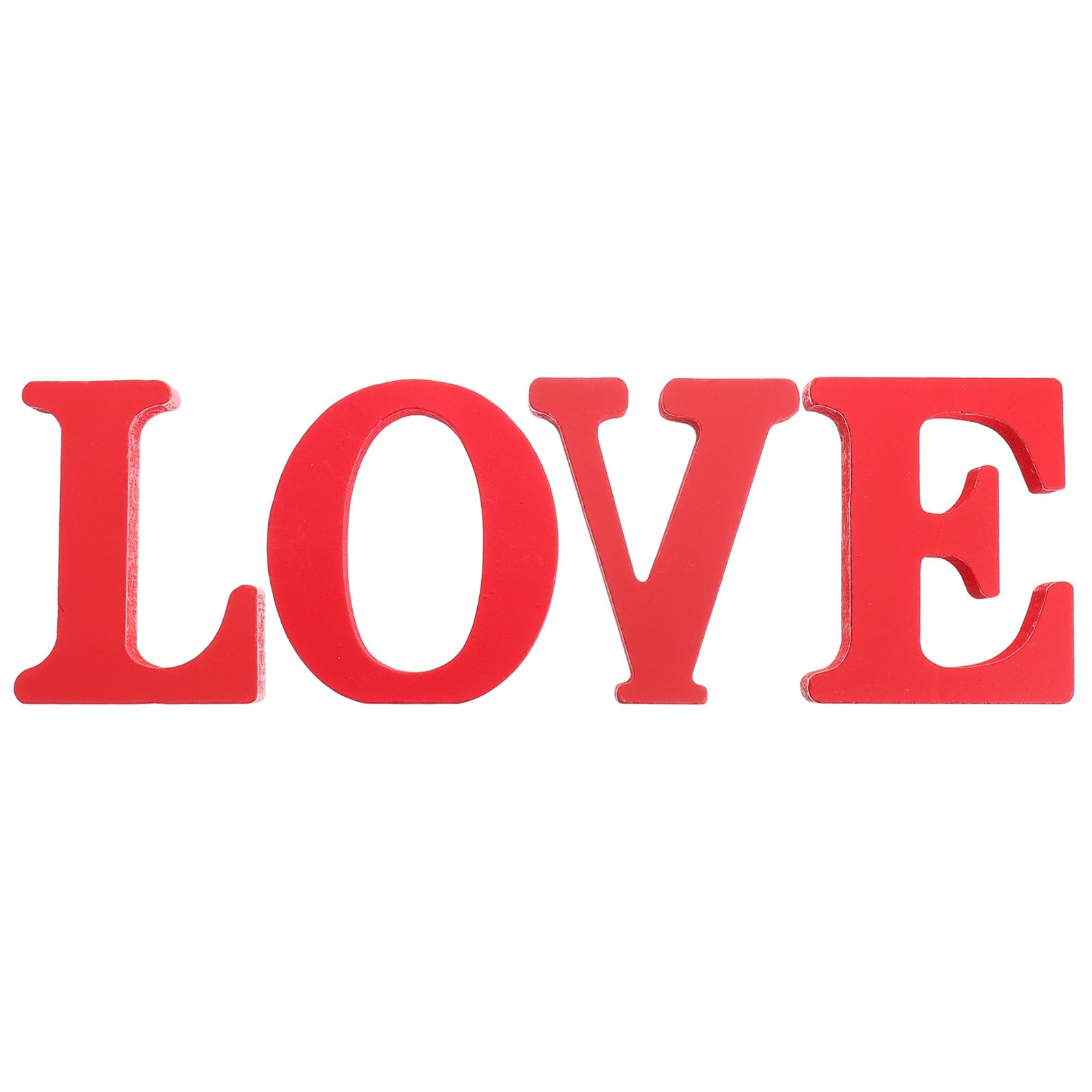 4pcs Wedding Kitchen Sign Bridal for Desktop Romantic Farmhouse Day Word Freestanding Love Red Decoration Ornament Home Bedroom Wooden Block Engagement Decor Letters Table