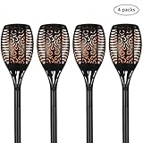 VIVOHOME Waterproof Outdoor LED Solar Torch Lights with Flickering Flame Pack of 4