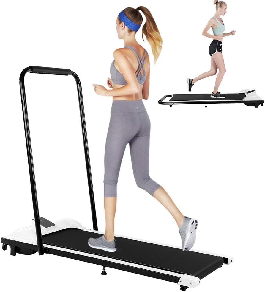 UAMSISTE US Fast Shipment Walking Treadmill, Folding Shock Electric Running Supine w/Touchable LCD Display, Mechanical Treadmills Home Gym Workout Fitness Running Machine Max 220 lbs