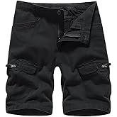 Keevoom Mens Cargo Shorts Camo Casual Relaxed Fit Linen Summer Shorts with Pockets Elastic Waist Beach Hiking Short Pants