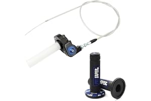 0769FUWU Universal 22mm 7/8" Twist Throttle Handle Grip + Cable for Cross-Country Motorcycle 250 Dirt Pit Motor Bike Motorcycle CRF70 TTR KLX110 SSR Thumpstar YCF（Bule）