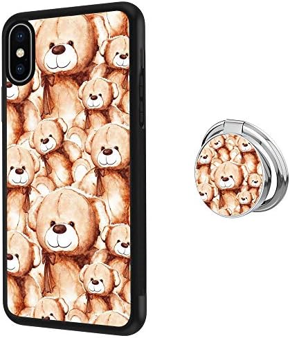 Hynina Phone Case and Phone Ring Buckle Compatible for iPhone Xs X 10 - Teddy Bear