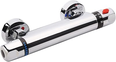 Uten Chrome Thermostatic Shower Mixer Wall Mounted Anti Scald Tap 20-50C
