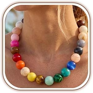 AGHTLZX Chunky Beaded Necklace for Women, Colorful Trendy Statement Summer Jewelry Gift