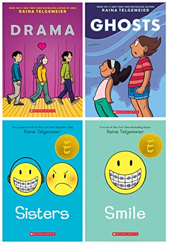 Raina Telgemeier 4 Books Collection Set (Sisters, Drama, Smile, Ghosts) (Childrens Books, Age 10 to 14)