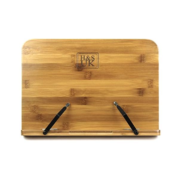 HS-Book-Stand-Bamboo-Recipe-Cookbook-Holder-Stand-Kitchen-Adjustable-Bookrest-Reading-Rest H&S Book Stand Bamboo Recipe Cookbook Holder Stand Kitchen Adjustable Bookrest Reading Rest