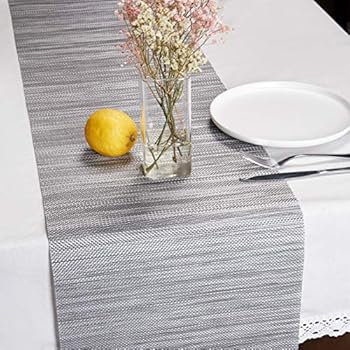 DOLOPL Table Runner PVC Table Runners Gray Table Runner 12