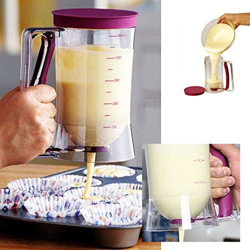HOMIZE Idli, Besan, Waffles, Muffin Mix, Cupcake, Pancake, Multipurpose Batter Dispenser, 1 Piece, Purple