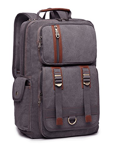 BEFAiR Men's Canvas Vintage Backpack Weekender bag Laptop Backpack Casual bag Grey