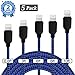 Iphone Charger 5Pack Cable Data Sync USB Cord Wecool Lightning Cable Nylon Braided 8 Pin Charging for iPhone iPad iPod Black and Blue