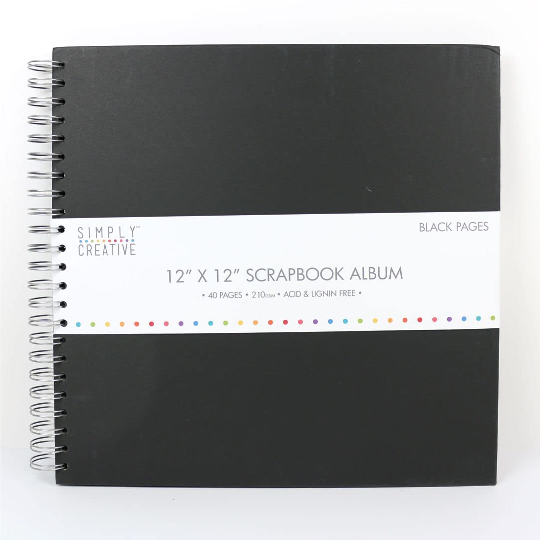 Simply Creative Plain Black Scrapbook Album 12"x12" (40 Pages)