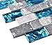 Ocean Teal Blue Glass Nature Stone Tile Kitchen Backsplash 3D Bath Shower Accent Wall Decor Gray Wave Marble 1 x 2 Subway Art Mosaics TSTNB03 (1 Sample 11.8 X 11.8 Inches)