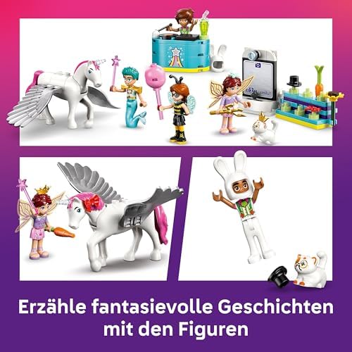 Friends Kostümparty mit Einhorn und Fee - Spielzeug für Mädchen ab 6 Jahren - Bühne, DJ-Pult, 4 Minipuppen, der Katze Churro und Einer Pferdefigur sowie lustigem Zubehör - Geschenkidee - 42661