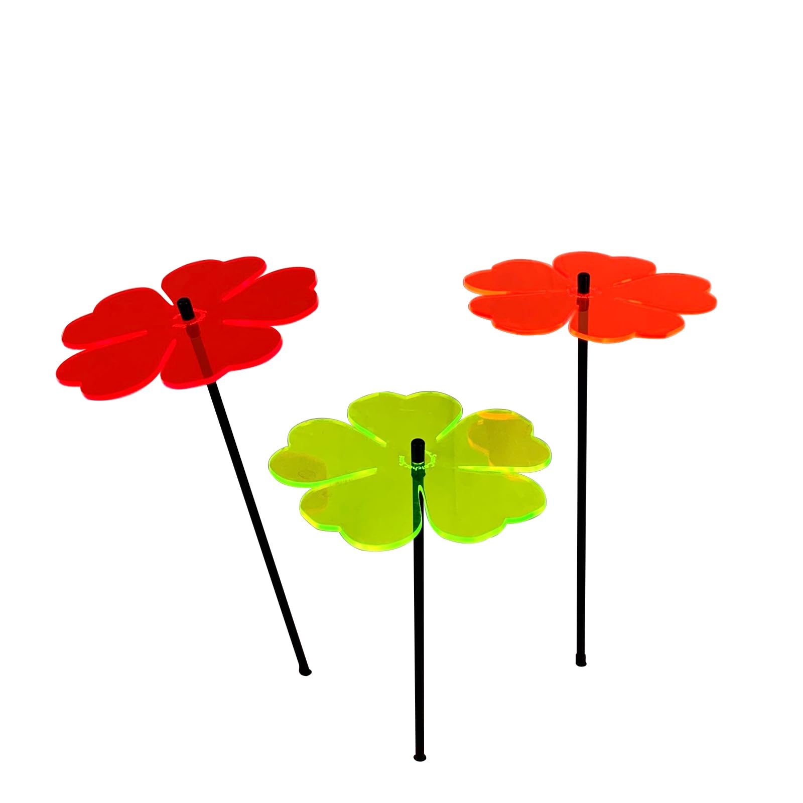 Sun Catcher Double Flower Garden Ornaments 3 Decorative Garden Stakes 75 cm High Gardening Accessory Gift for Gardeners, Colour: Red/Orange/Green (3) RG