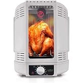 NutriChef Vertical Rotisserie Oven Roaster - Rotating Shawarma/Kebab Machine with Skewer and Rack, Basket Tower, Roasting Rack, Poultry Tower, Drip Tray - For Meat Chicken Turkey Lamb - PKRT15 White