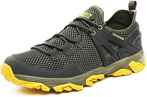 yellow hiking shoes