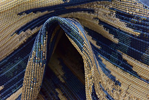 Unique Loom Nantucket Collection Modern Transitional Indoor and Outdoor Blue Runner Rug (2' x 6')