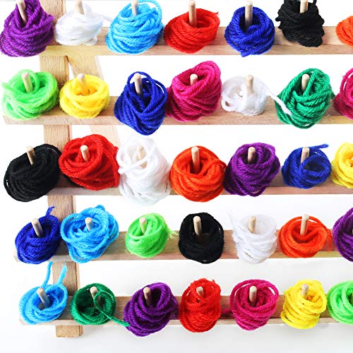 Thread Holder, 60 Spools Wooden Thread Rack with Needles Sewing Scissors Needle Threader for Sewing Organizer DIY Project and Craft Favor Embroidery Quilting Hair-braiding