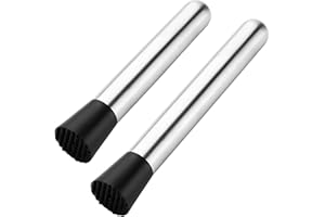 2pcs Cocktail Muddler, Stainless Steel Bar Muddler for Cocktails Drink Muddler Lemon Fruit Smasher Bar Tools Bartender Access