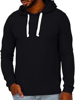 Mens Waffle Cozy Long Sleeve Drawstring 