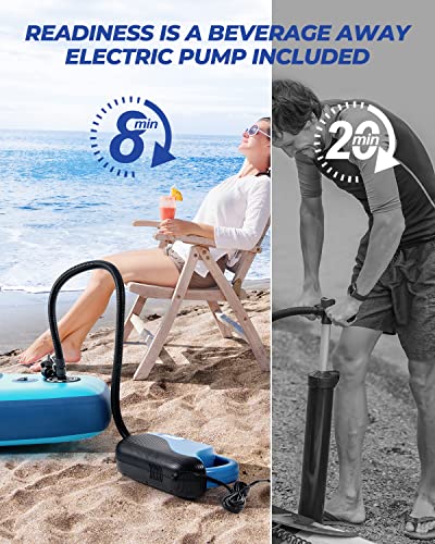 Valwix Inflatable Stand Up Paddle Board w/Electric Pump & Built-in Action Camera Mount Base, iSUP Paddleboard 350LBS Capacity