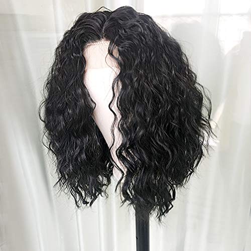 Lace-Front-Wigs-Loose-Curly-with-Baby-Hair-Short-Bob-Curly-Natural-Sythetic-Lace-Front-Wig-Natural-Hairline-Heat-Resistant-Fiber-Black-Wig-for-Women-14-inch