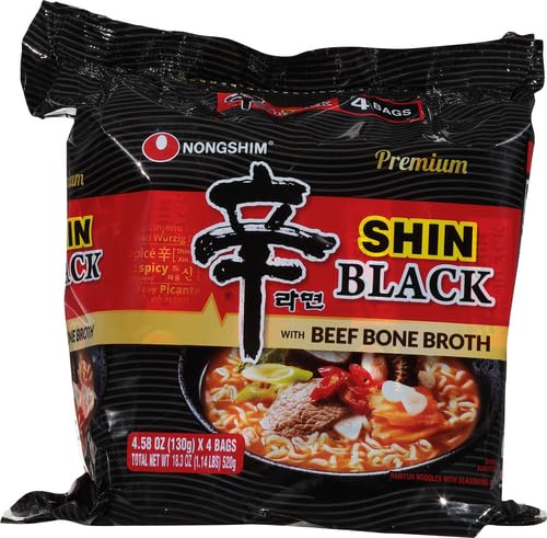 NONGSHIM SHIN RAMYUN BLACK – 4.58 OZ 4 PACKS (MADE IN USA)