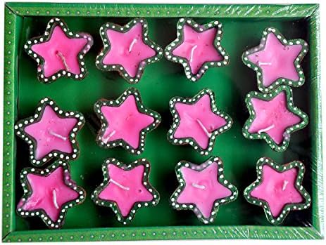 Traditional Multicoloured Star Shaped Diwali Diya with Wax (Pack of 12) - ED86511