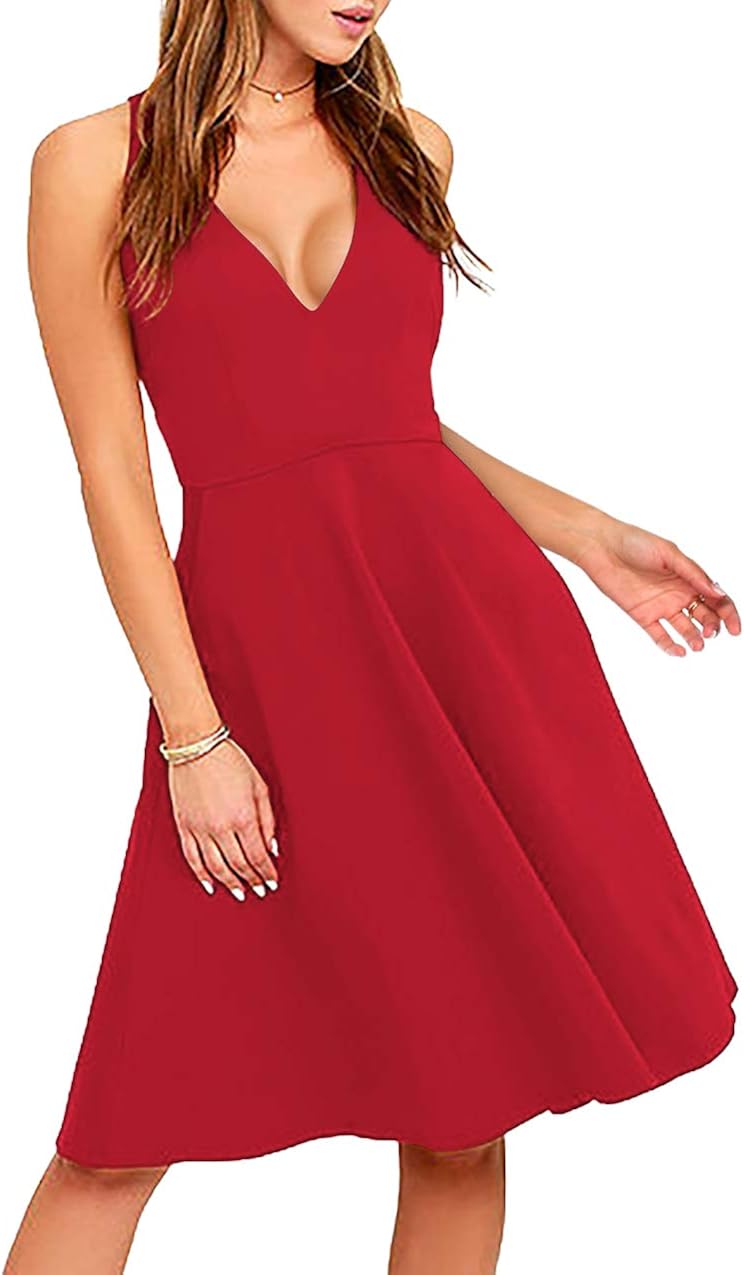 Women Dress V-Neck line Elegant Sleeveless Cocktail Party Long Dress