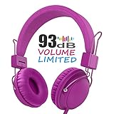 AILIHEN Wired Kids Headphones Volume Limited SharePort, Children Headphones Microphone Girls Boys Toddlers (Purple)